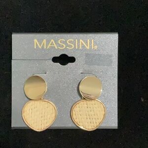 Massini NWT Gold Tone Earrings with Straw Detailing